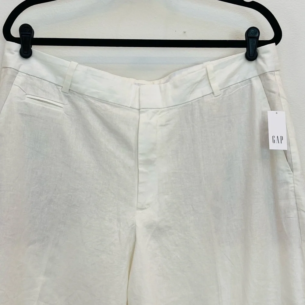 GAP 365 Flat Front LInen Blend Trouser Shorts Minimalist Off White Size 14 NEW - Picture 6 of 12